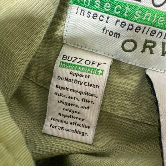 Orvis Buzz Off Insect Shield Safari Shirt Mens L Green Military Cargo Bug Repel - Picture 8 of 8